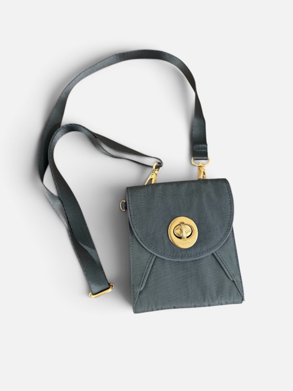Baggallini Grey Charcoal Water-Resistant Nylon Athens RFID Crossbody Wallet Bag